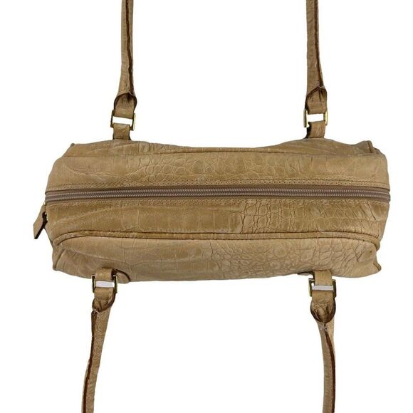 Tanner Italy Vintage Handbag Beige Leather Croc Embossed Shoulder Bag Classic - Picture 8 of 12